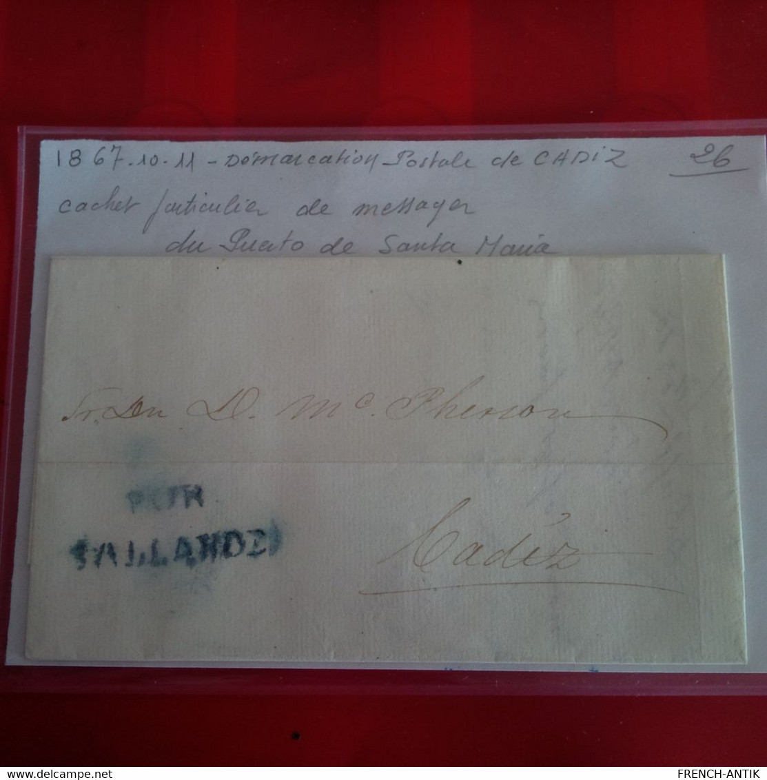 LETTRE POUR CADIZ CACHET COMPAGNIE BALLARDE - Storia Postale