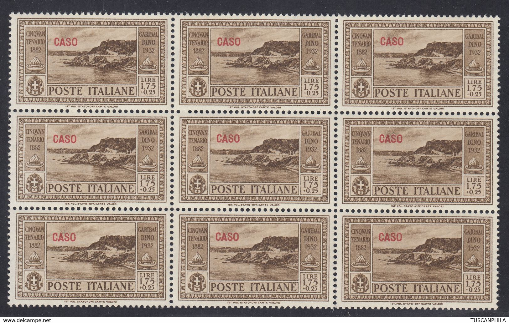 1932 Blocco Di 9 Valori Sass. 24 MNH** Cv 1260 - Aegean (Caso)