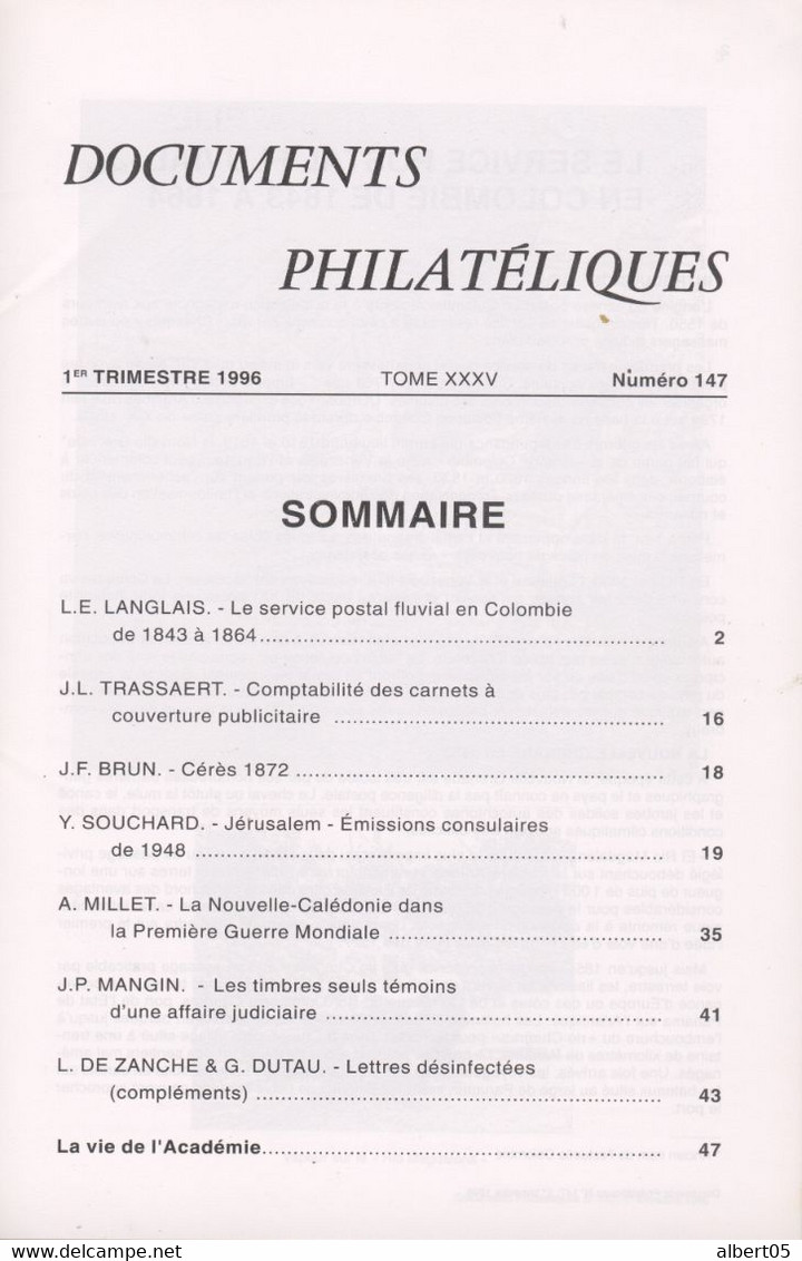 Revue De L'Académie De Philatélie - Documents Philatéliques N° 147 - Avec Sommaire - Philatélie Et Histoire Postale