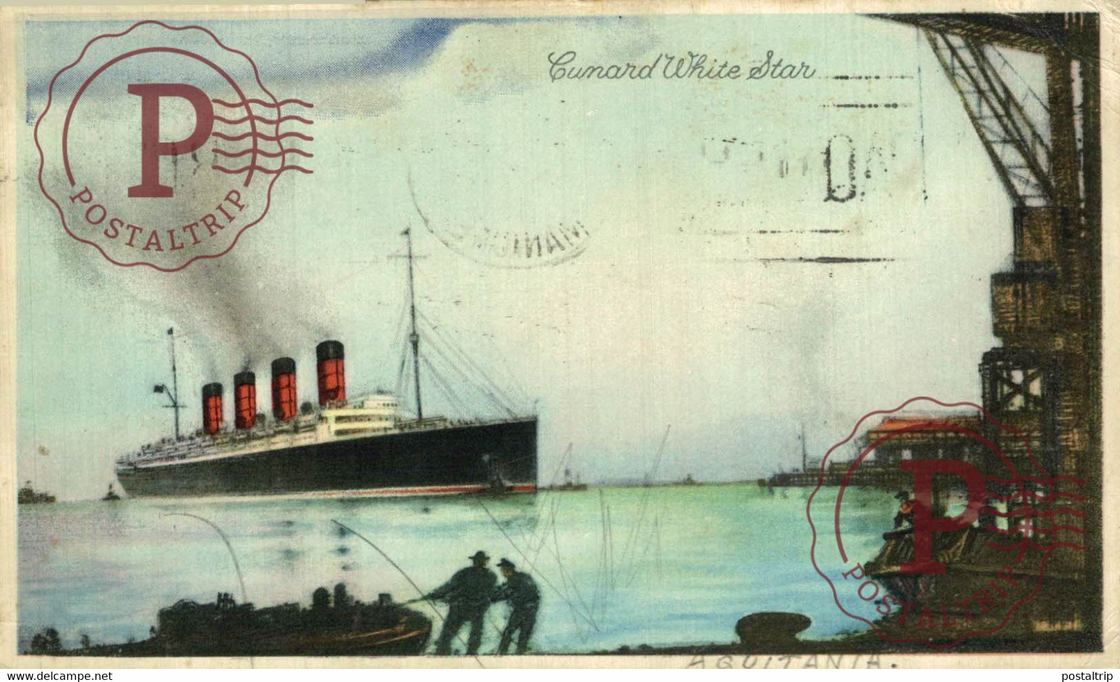 Cunard Liner Aquitania  CHERBOURG PAQUEBOT      WHITE STAR LINE CUNARD LINER - Paquebote