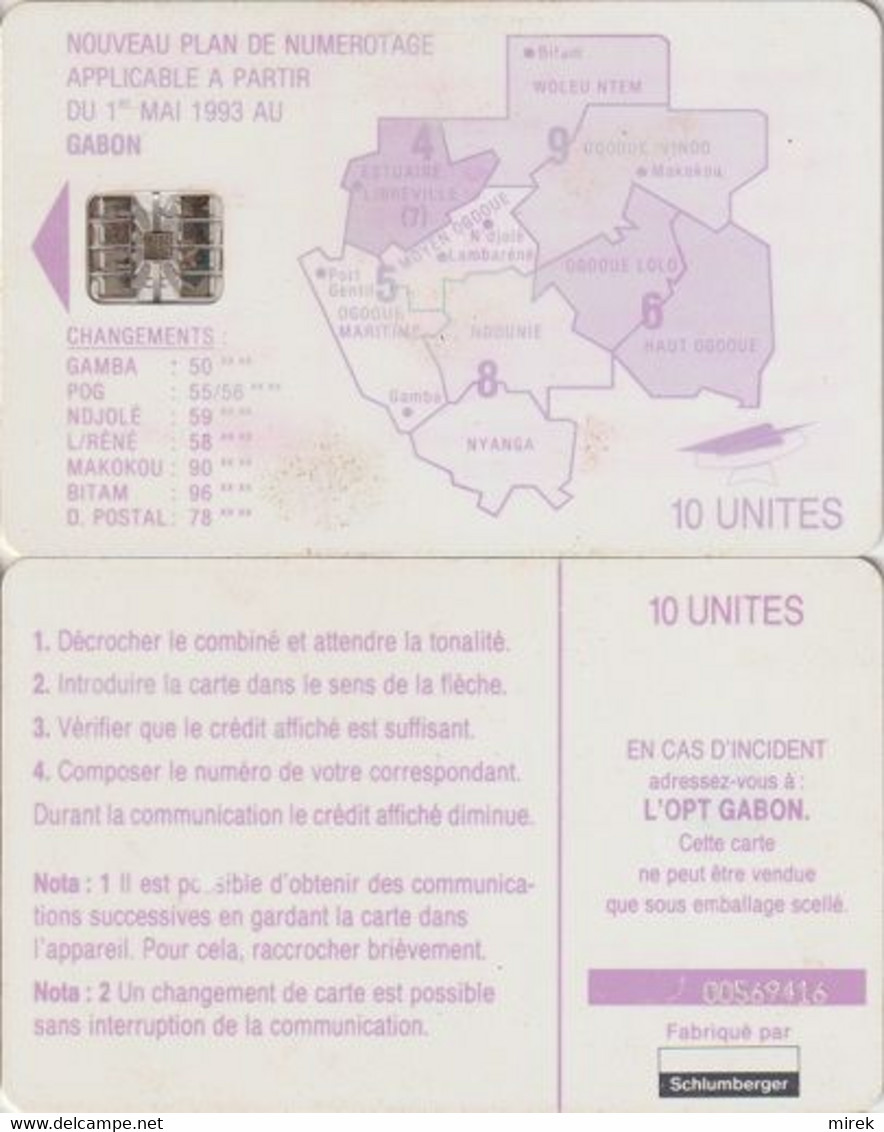 474/ Gabon; P20. Purple Map, 10 Ut., Yellow CN - Gabun
