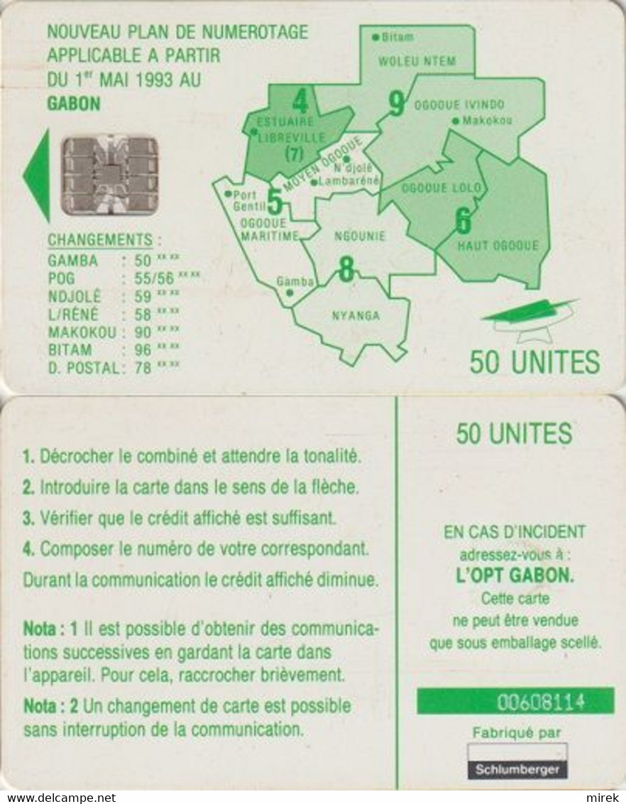 476/ Gabon; P22. Green Map, 50 Ut., Yellow CN - Gabun