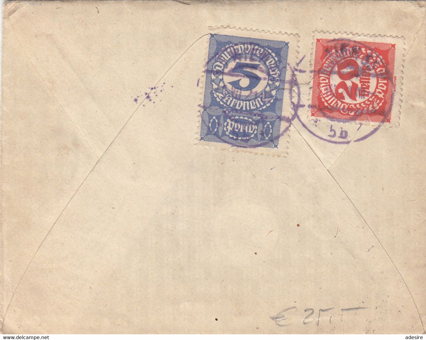 ÖSTERREICH NACHPORTO 1921 - 20 Heller + 5 Kronen Nachporto + 60 H Auf Brief Mit Inhalt Gel.1921 Von Böhmen > Wien V - Abarten & Kuriositäten