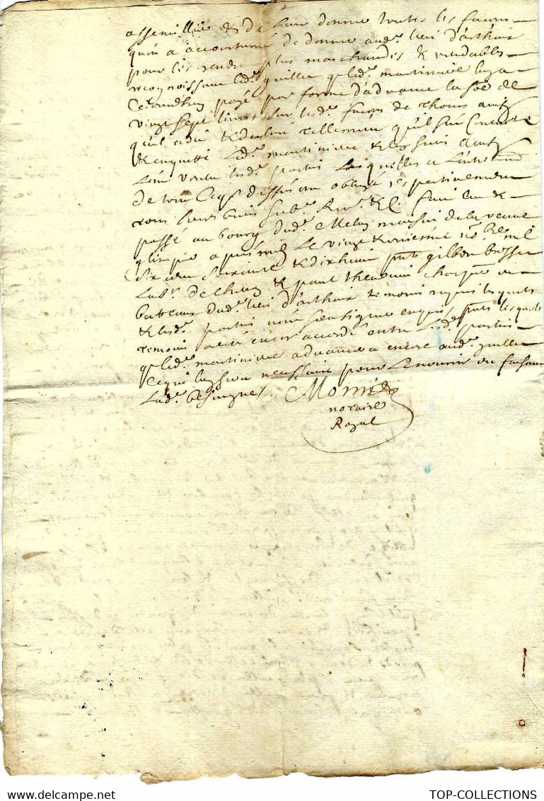 1678 Commune De Melay Saône & Loire Généralité De Bourgogne Bresse Bugey CONVENTION Notariée CHARPENTIERS DE BATEAUX - Documentos Históricos