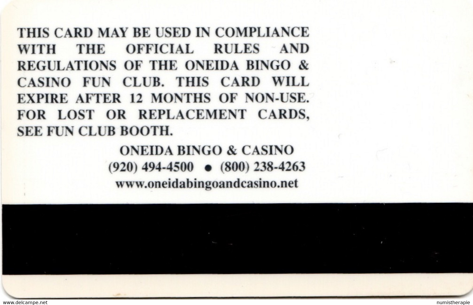 Lot De 2 Cartes : Oneida Bingo & Casino WI USA - Casinokaarten