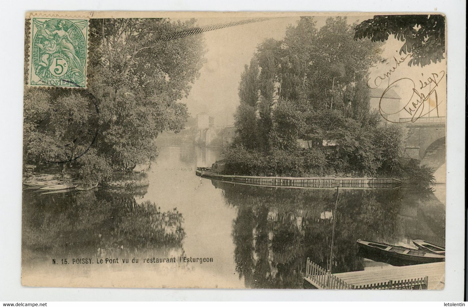 CPA: 78 - POISSY - LE PONT VU DU RESTAURANT L'ESTURGEON - Poissy