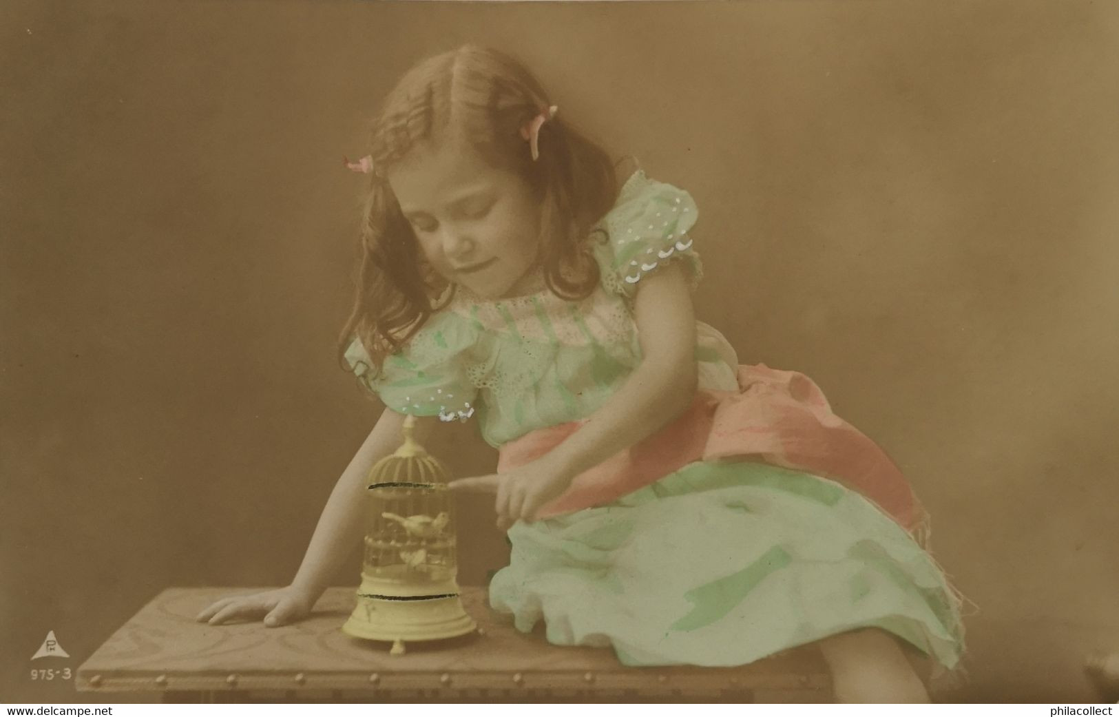 Girl With Music Box Bird Cage No. 2. 19?? - Jeux Et Jouets