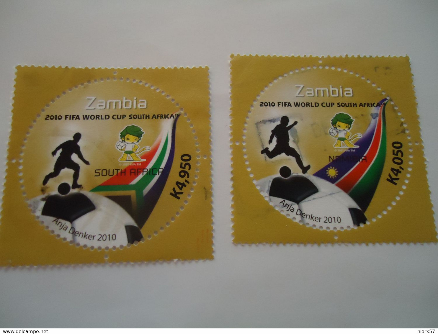 ZAMBIA   USED STAMPS  2  FOOTBALL WORLD CUP 2010  FIFA  WITH POSTMARK - 2010 – South Africa