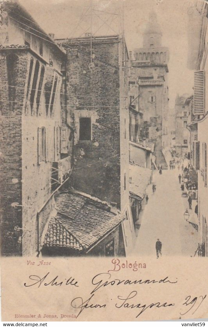 BOLOGNA-VIA ASSE-CARTOLINA VIAGGIATA IL 5-9-1903-RETRO INDIVISO - Bologna