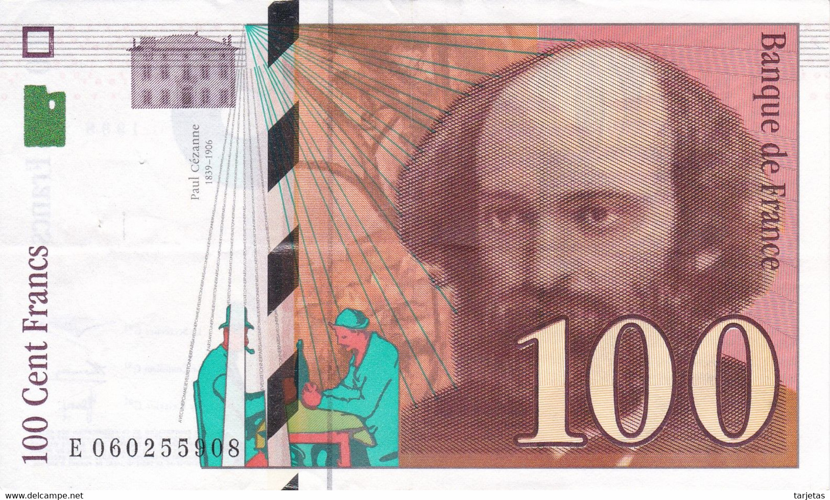 BILLETE DE FRANCIA DE 100 FRANCS DEL AÑO 1998 DE CEZANNE SERIE E CALIDAD MBC (VF)  (BANKNOTE) - 100 F 1997-1998 ''Cézanne''