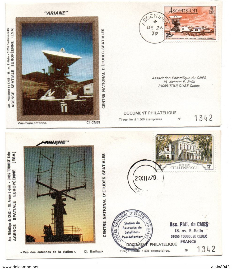 ARIANE L01 24/12/1979 - Pochette CNES Complète 10 Enveloppes (1 Lancement, 6 Traicking, 3 Sites + Carte Officielle ESA) - Europe