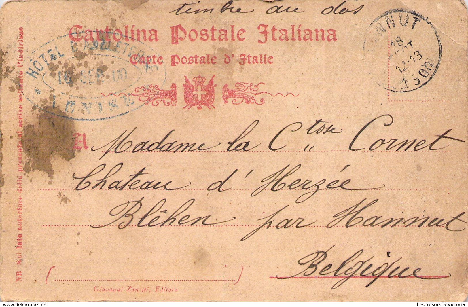 CPA Italienne Envoyé à La Comtesse Cornet Chateau D'herzée - Blehen Par Hannut - 1900 - Hannut