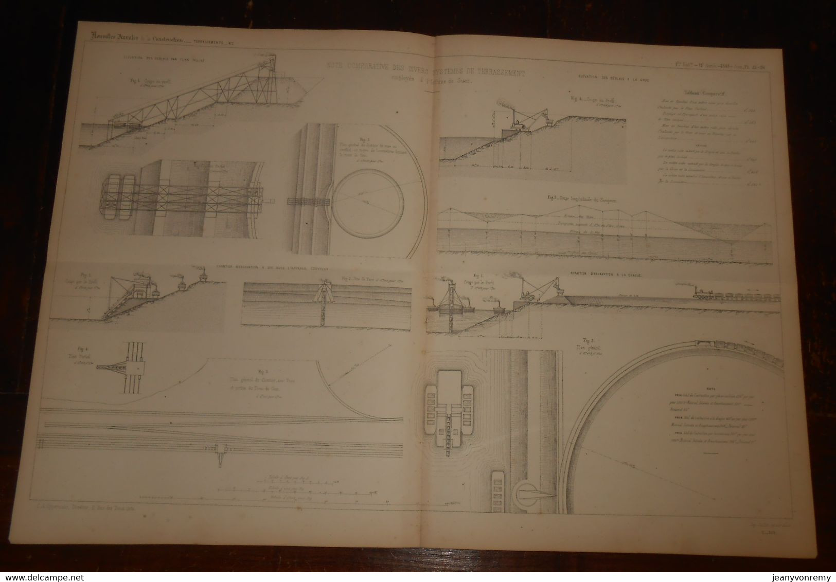 Plan Comparatif Des Divers Systèmes De Terrassement Employés à L'Isthme De Suez.1865. - Travaux Publics