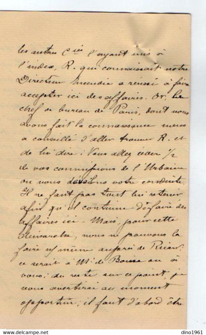 VP19.558 - PARIS 1888- Lettre - Mr R. De BERCEGOL De La Cie D'Assurance L'URBAINE Pour Mr SENNE - DESJARDINS Commissaire - Banque & Assurance