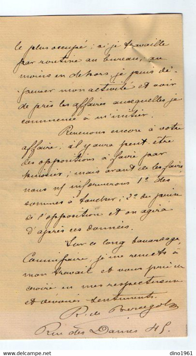 VP19.558 - PARIS 1888- Lettre - Mr R. De BERCEGOL De La Cie D'Assurance L'URBAINE Pour Mr SENNE - DESJARDINS Commissaire - Banque & Assurance