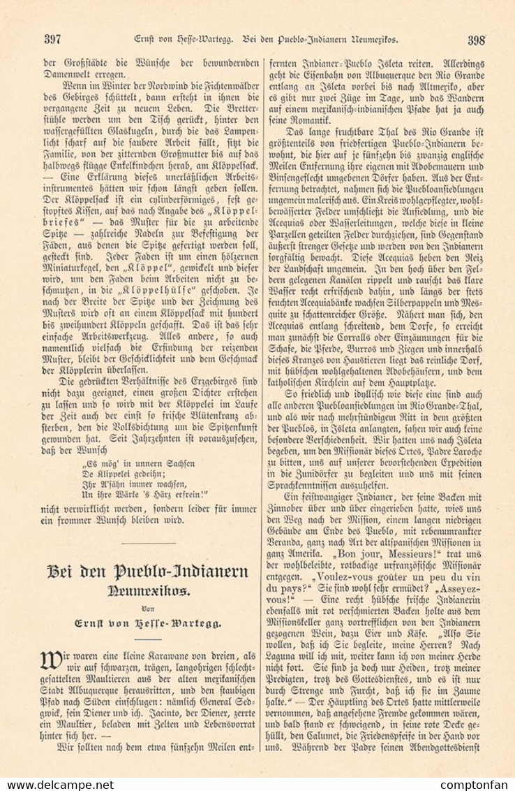 A102 1057 Hesse-Wartegg Pueblo Indianer Mexiko Artikel / Bilder 1886 !! - Otros & Sin Clasificación