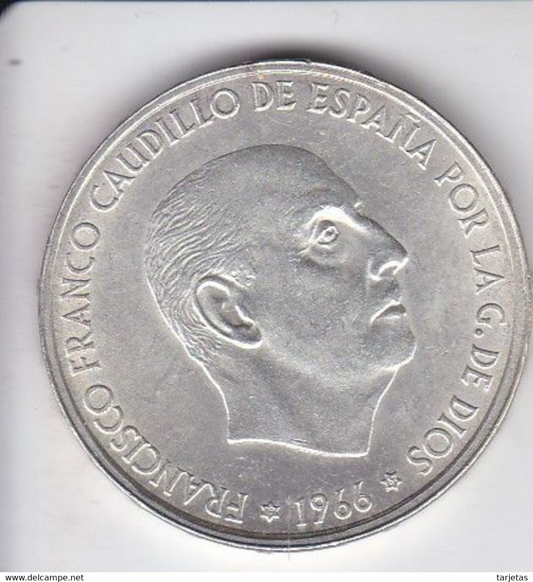 MONEDA DE PLATA DE ESPAÑA DE 100 PTAS DEL AÑO 1966 (FRANCO) SILVER-ARGENT - 100 Pesetas