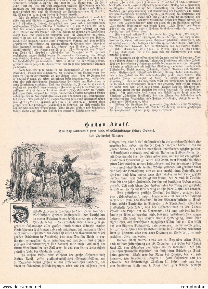 A102 1084 Gustav II. Adolf Charakterbild Zum 300. Gedächtnistag Artikel / Bilder 1894 !! - Contemporary Politics