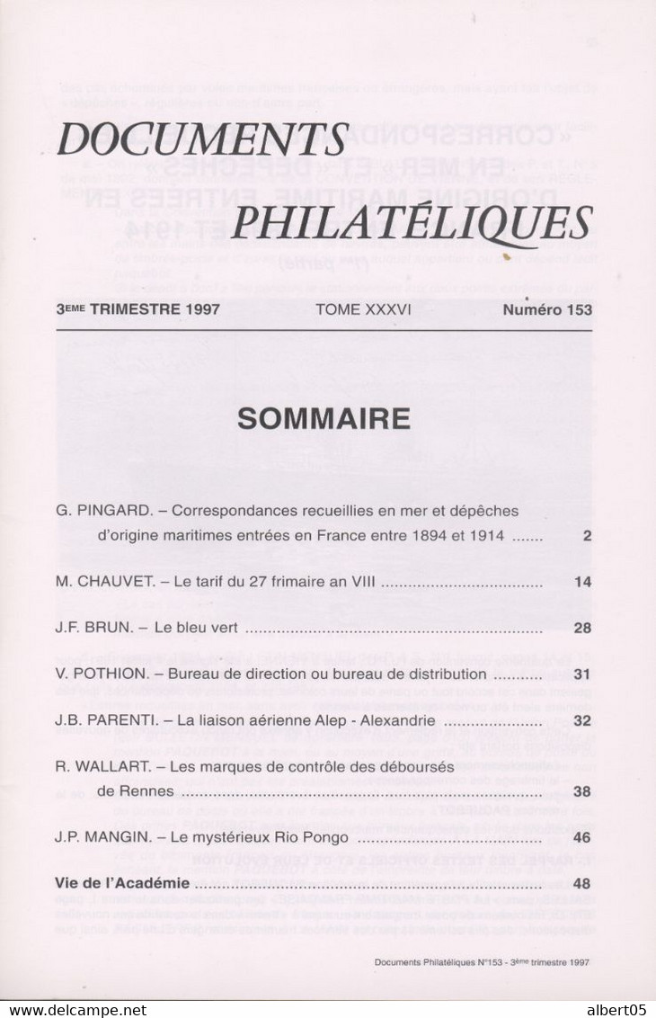 Revue De L'Académie De Philatélie - Documents Philatéliques N° 153 - Avec Sommaire - Filatelia E Storia Postale