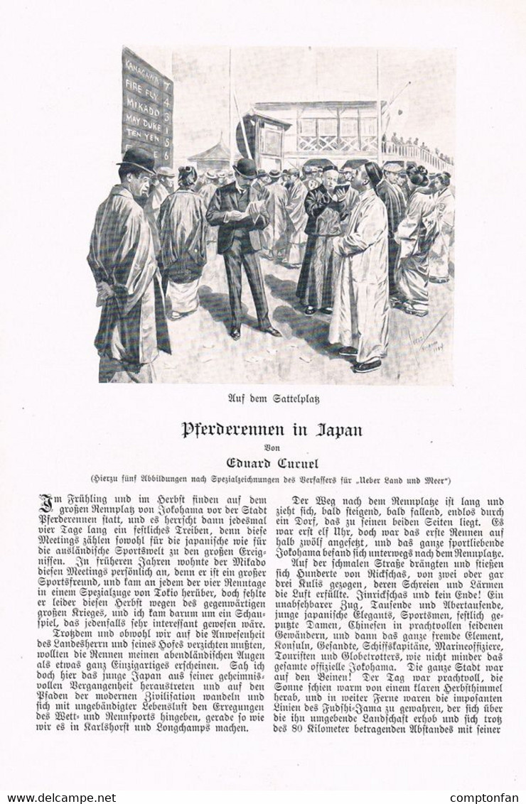 A102 1098 Eduard Cucuel Pferderennen In Japan Artikel / Bilder 1905 !! - Otros & Sin Clasificación