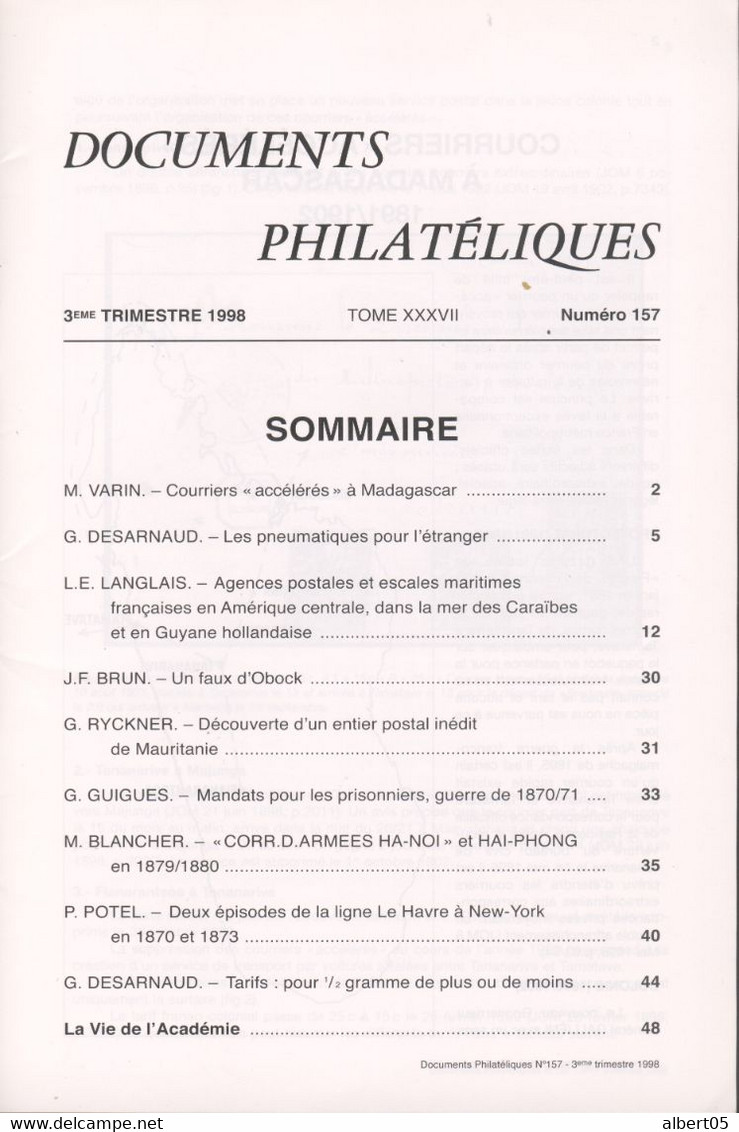 Revue De L'Académie De Philatélie - Documents Philatéliques N° 157 - Avec Sommaire - Filatelia E Historia De Correos