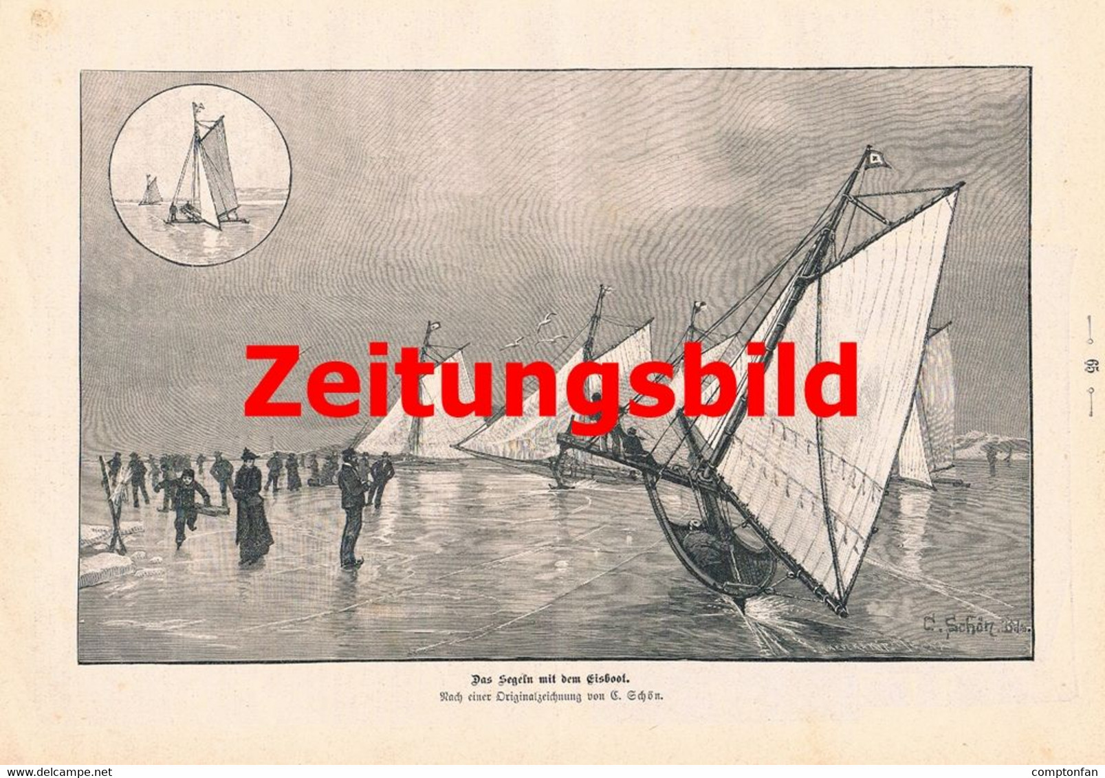 A102 1108 Fritz Bergen Eissport Eissegeln Rodeln Skilauf Artikel / Bilder 1897 !! - Sport