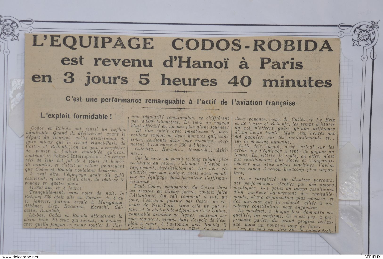 C INDOCHINE   BELLE LETTRE RARE  1932  PARIS  POUR DUNKERQUE FRANCE +RECORD GRIFFE CODOS RODIBA +++++AFF. PLAISANT - Posta Aerea