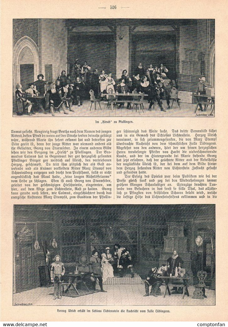 1114 Honau Lichtenstein Schloss Theater Artikel / Bilder 1901 !! - Theater & Dans