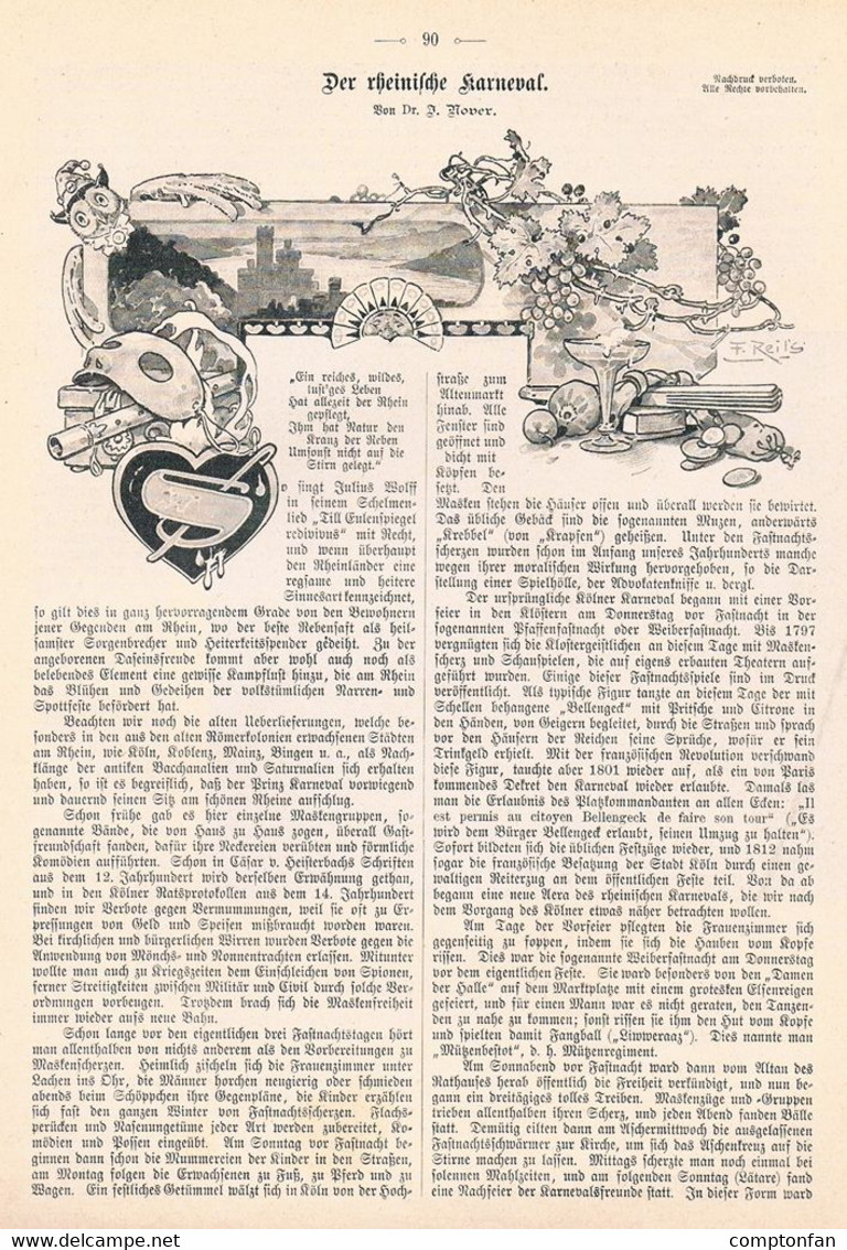 A102 1115 Rheinischer Karneval Mainz Köln Artikel / Bilder 1898 !! - Andere & Zonder Classificatie