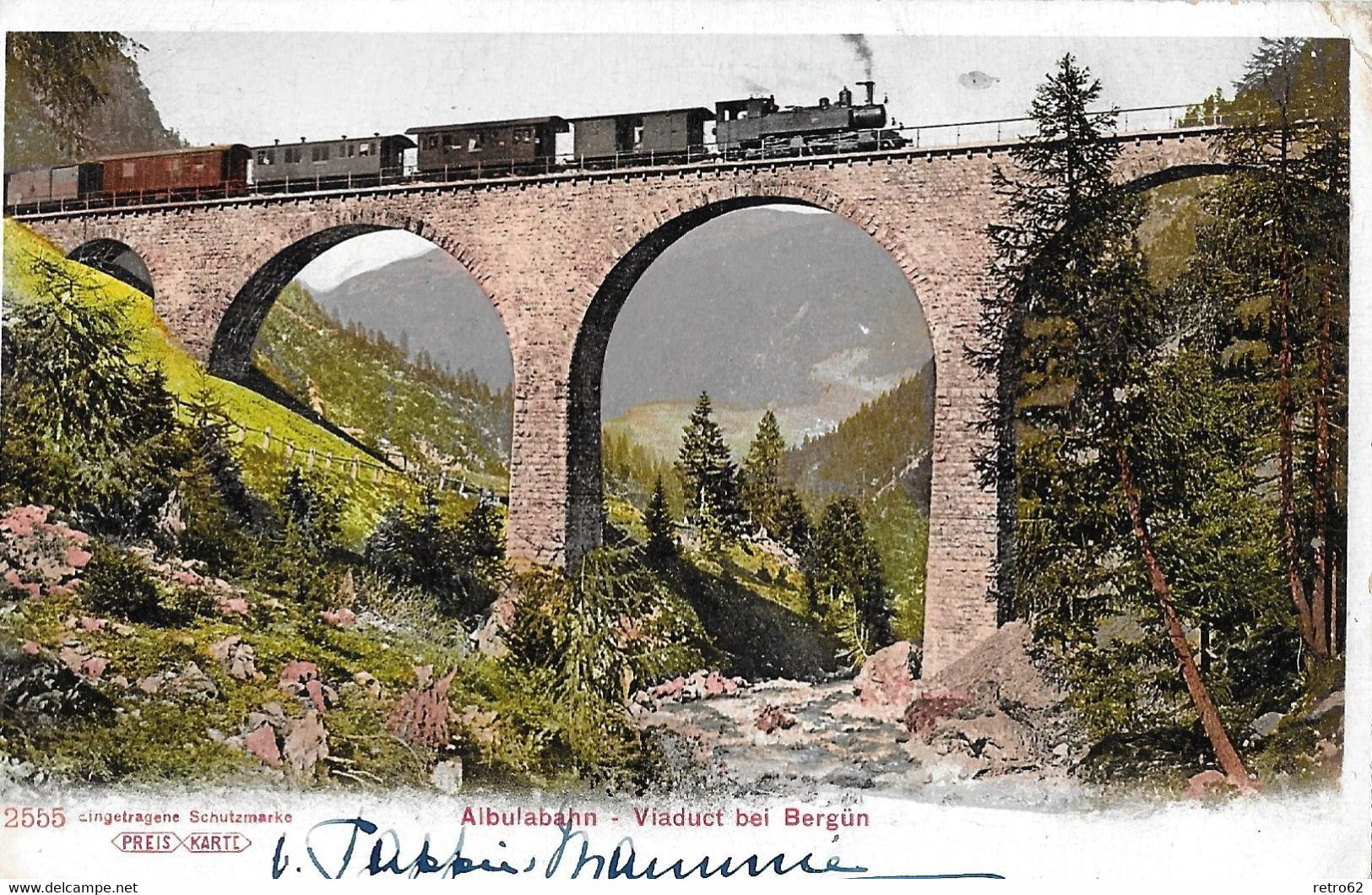 ALBULABAHN → Dampfzug Auf Dem Viadukt Bei Bergün Anno 1925 - Bergün/Bravuogn