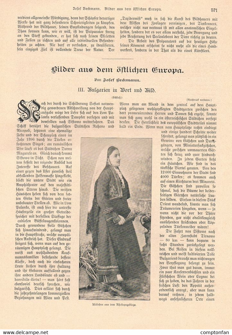 A102 1122 Bulgarien Sofia Volkstrachten Philippopel Plowdiw Artikel / Bilder 1898 !! - Other & Unclassified