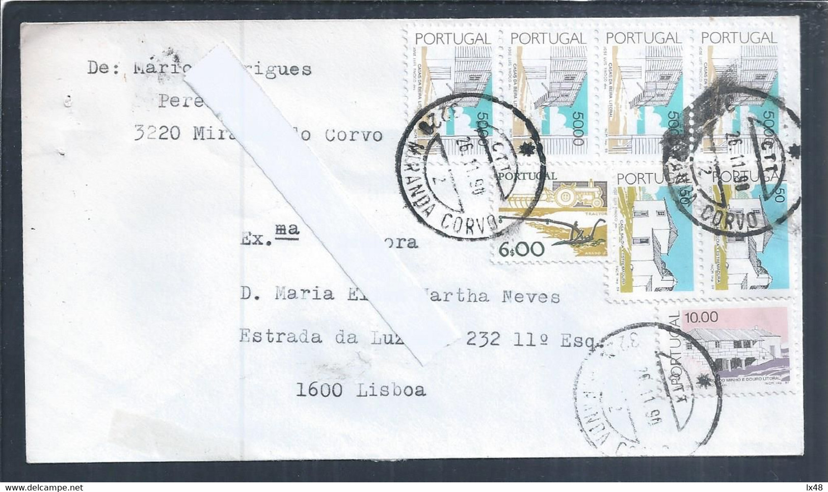 Carta Com Obliteração De Miranda Do Corvo, Coimbra. Stamps Da Casa Da Beira Litoral E Casa Da Estremadura. Letter With O - Brieven En Documenten