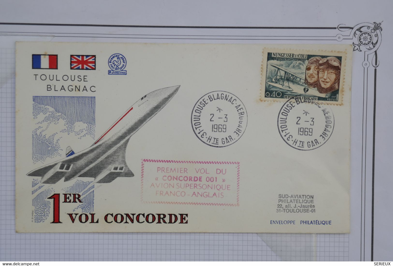 AH8 FRANCE  BELLE LETTRE 1969  PAR 1ER VOL CONCORDE ++A VOIR+ ++AFF. PLAISANT - 1960-.... Cartas & Documentos