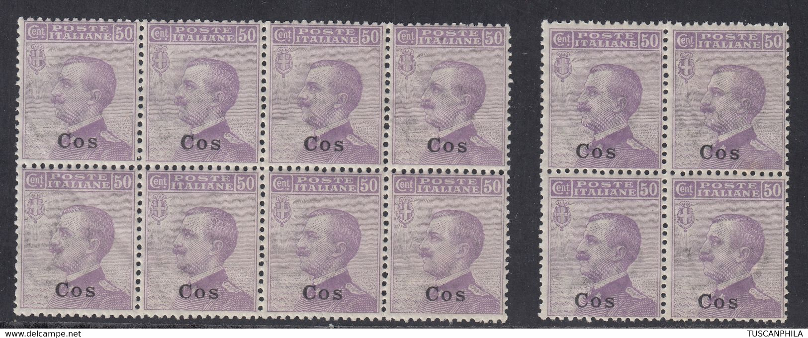 1912 Blocco Di 8 Valori + Quartina Sass. 7 MNH** Cv 60 - Egeo (Coo)