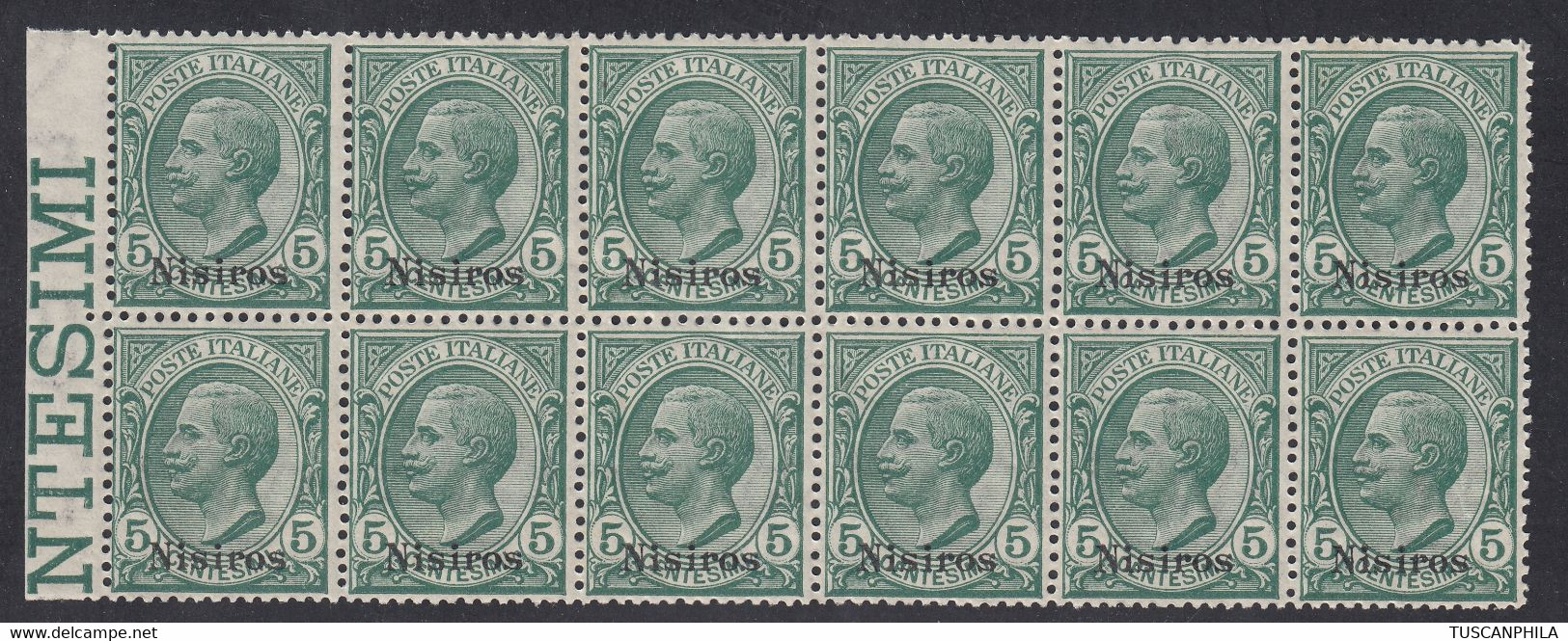 1912 Blocco Di 12 Valori BdF Sass. 2 MNH** Cv 180 - Egée (Nisiro)