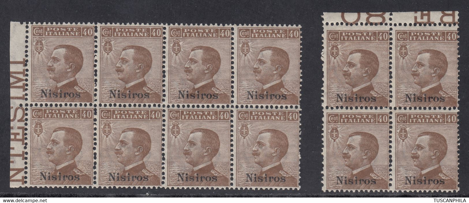 1912 Blocco Di 8 Valori AdF + Quartina Sass. 6 MNH** Cv 60 - Egeo (Nisiro)