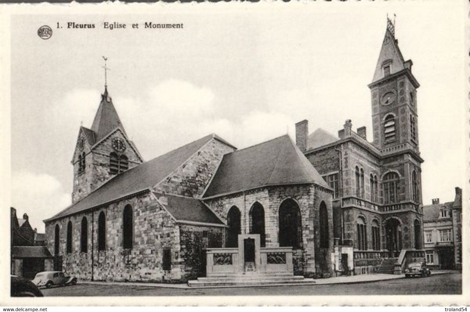 CP, FLEURUS, église Et Monument, Editions Vve Hacquart-Ska-Albert - Fleurus