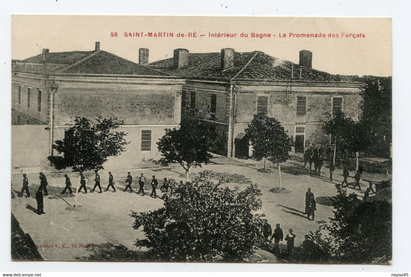 île De Ré St Martin,intérieur De La Citadelle.la Promenade Des Forçats.carte Animée. - Gevangenis