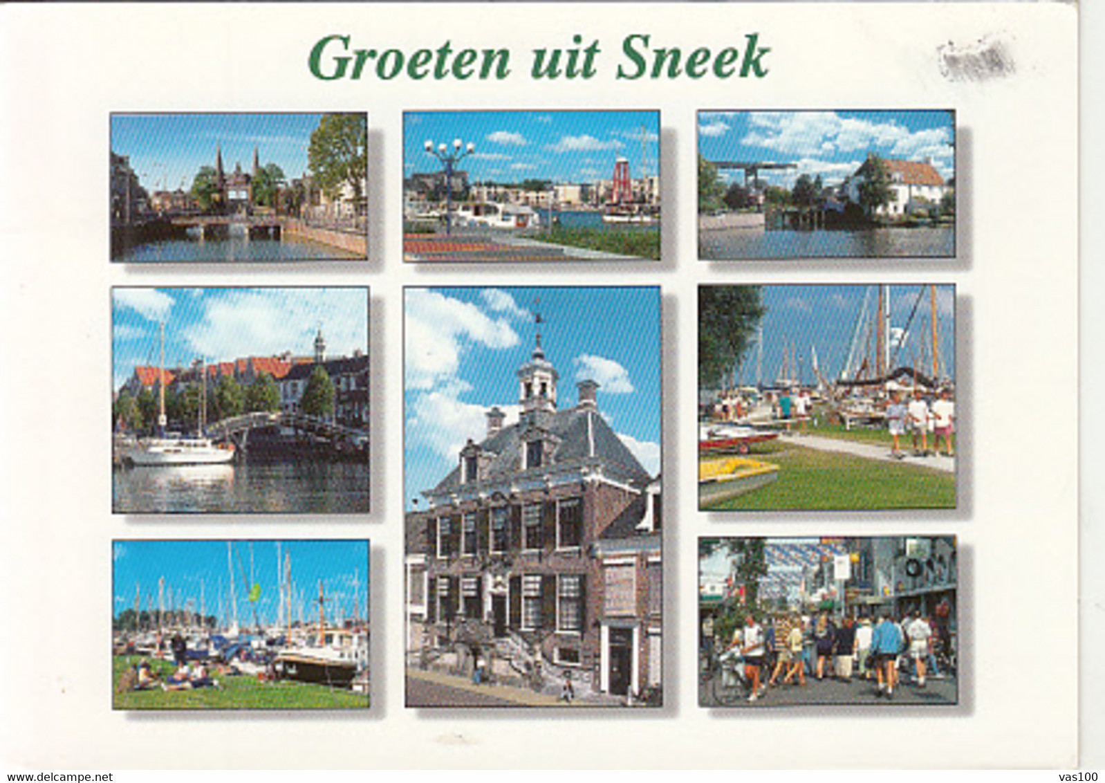 CPA SNEEK- DIFFERENT VIEWS, STREET VIEWS, TOWN HALL, BRIDGE, CANAL BANKS, SHIP, CAR - Sneek