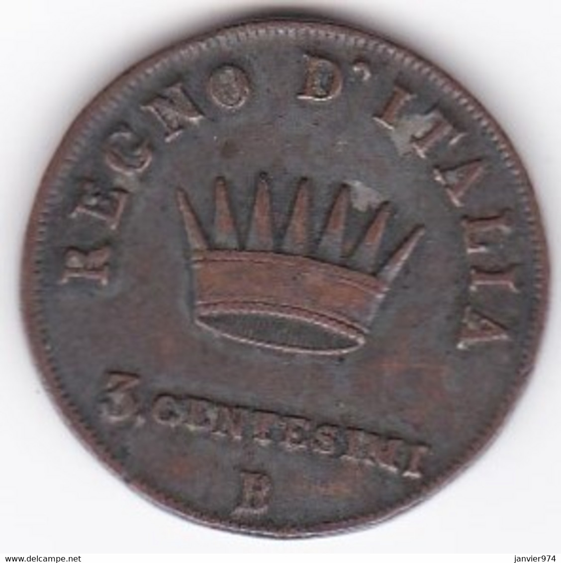 3 Centesimi 1808 B Bologne Napoléon I , Fautée Erreur , CENTESINI.  En Cuivre, - Napoleoniche