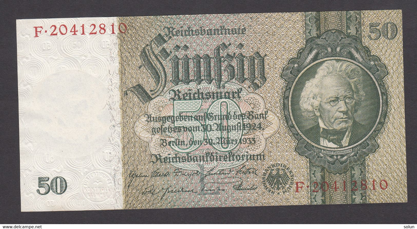 50 REICHSMARK 1933 GERMANY BANKNOTE - 50 Reichsmark