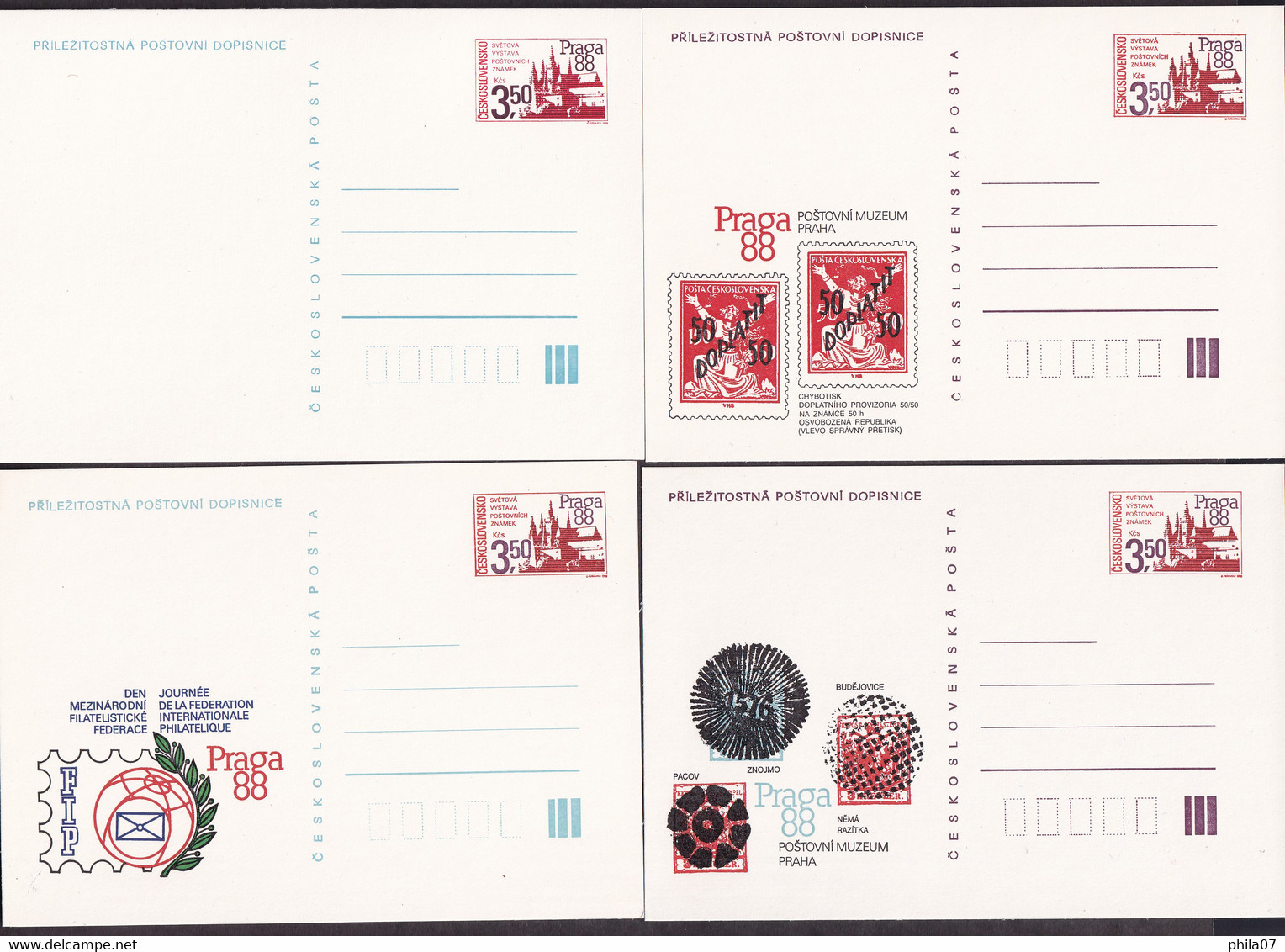 CZECHOSLOVAKIA 1988 - Lot Of 4 Unused Stationery With Nice Illustrations / As Is On Scans - Covers & Documents