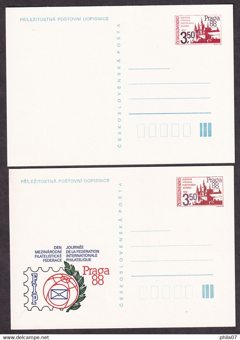 CZECHOSLOVAKIA 1988 - Lot Of 4 Unused Stationery With Nice Illustrations / As Is On Scans - Covers & Documents