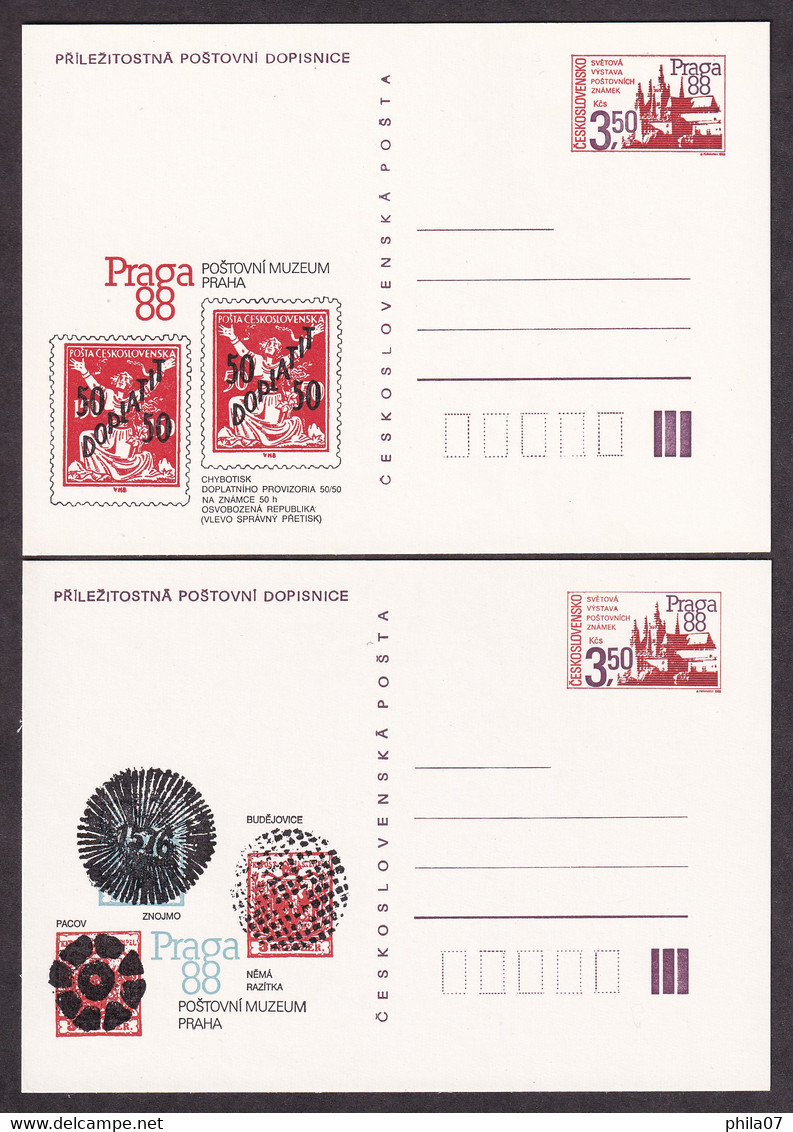 CZECHOSLOVAKIA 1988 - Lot Of 4 Unused Stationery With Nice Illustrations / As Is On Scans - Covers & Documents