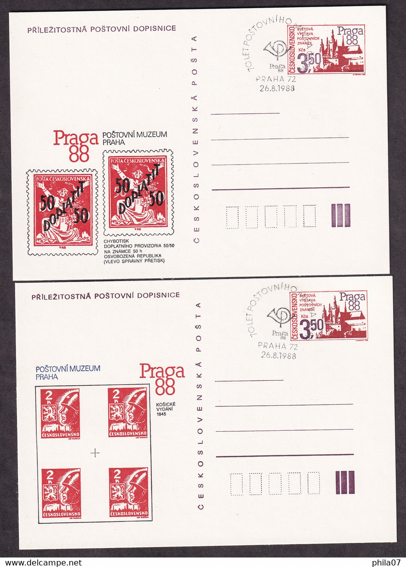 CZECHOSLOVAKIA 1988 - Lot Of 7 Unused Stationery With Nice Commemotive Cancel Praha 72 - 10 Let Poštov/ As Is On Scans - Covers & Documents