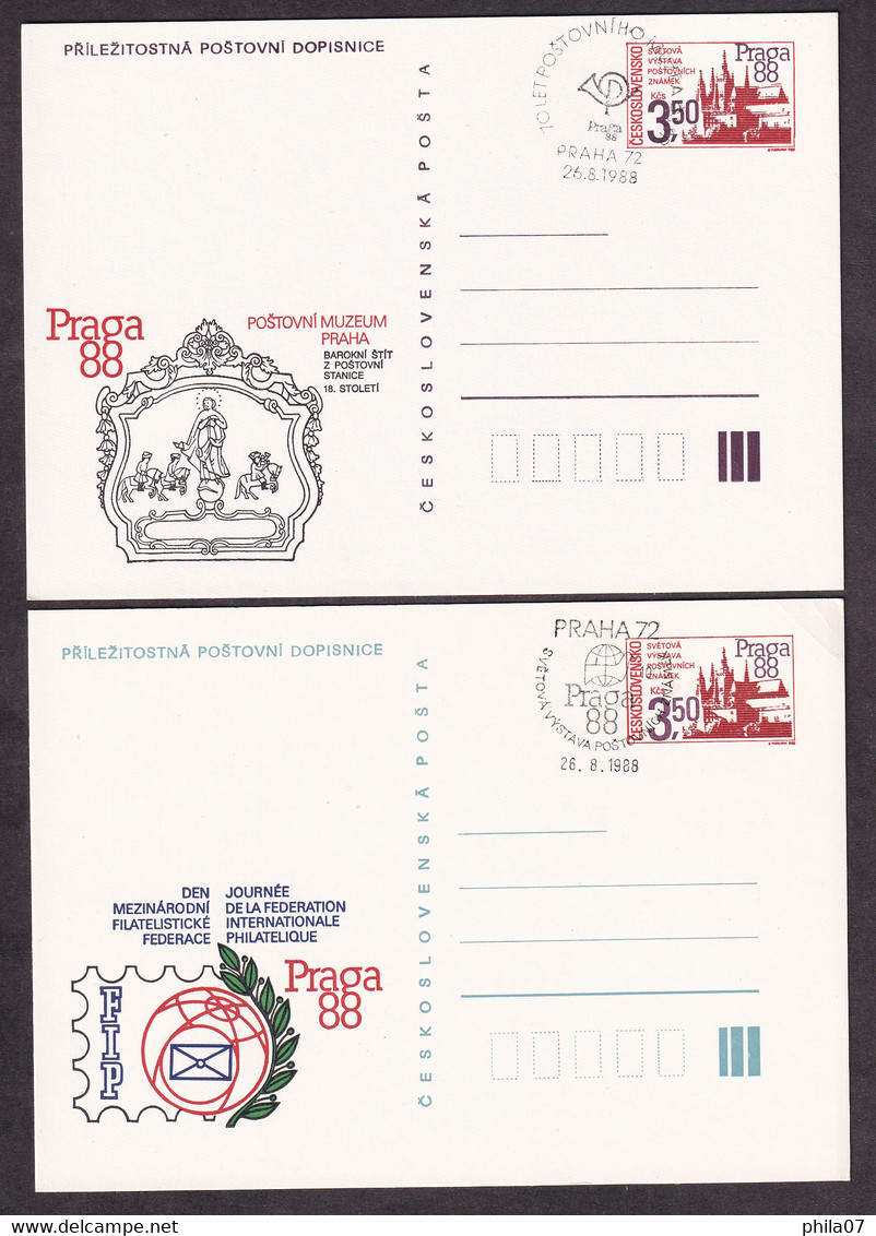 CZECHOSLOVAKIA 1988 - Lot Of 7 Unused Stationery With Nice Commemotive Cancel Praha 72 - 10 Let Poštov/ As Is On Scans - Covers & Documents