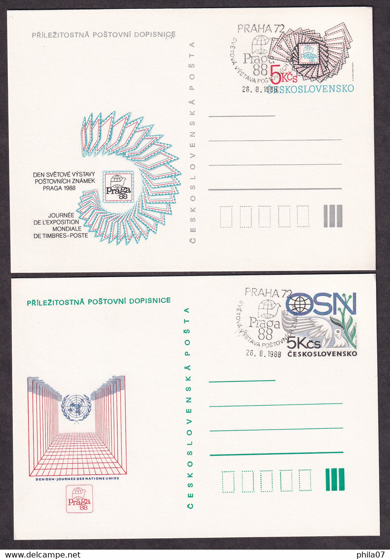 CZECHOSLOVAKIA 1988 - Lot Of 6 Unused Stationery With Nice Commemotive Cancel Praha 72 - Svetova Vystava Postovnich Znam - Briefe U. Dokumente