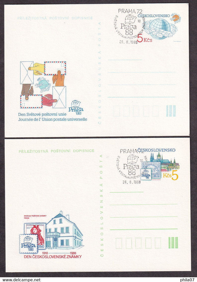 CZECHOSLOVAKIA 1988 - Lot Of 6 Unused Stationery With Nice Commemotive Cancel Praha 72 - Svetova Vystava Postovnich Znam - Briefe U. Dokumente