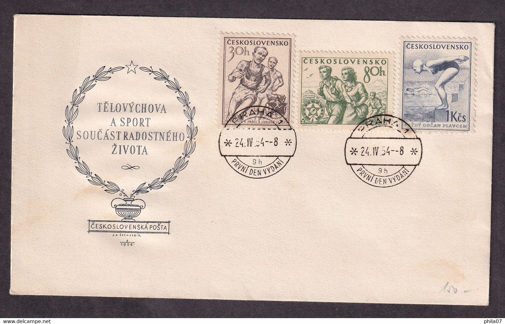 CZECHOSLOVAKIA 1954 - Commemorative Envelope: ' Televychova A Sport Soucastradostneho Zivota' Commemor / As Is On Scans - Cartas & Documentos