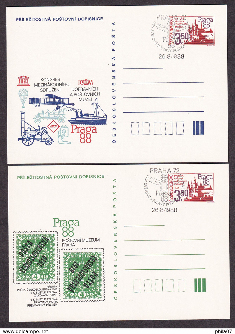 CZECHOSLOVAKIA 1988 - Lot Of 6 Unused Stationery With Nice Commemotive Cancel Praha 72 - Den Svetove Vystava - Covers & Documents